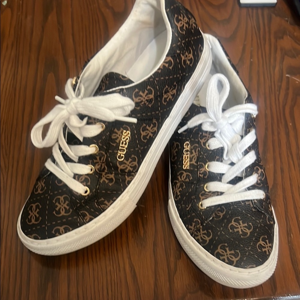 GUESS Black and Brown Logo Sneakers